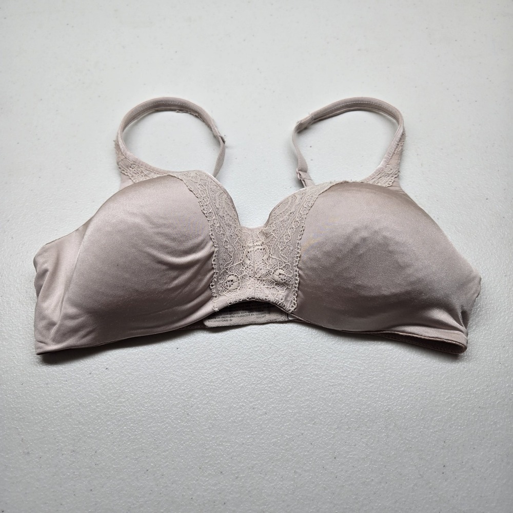 Bali Women Bra 34C Pink Wireless Lace Strap Adjustable T Shirt